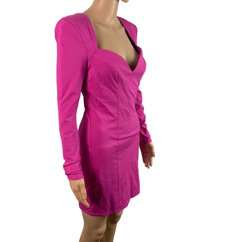 BEBE Women's Size Small Pink V Neck Body Contoured Fitted Dress - Picture 3 of 13